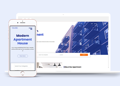 藍色簡潔房地產開發租賃銷售企業網站模板