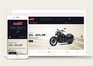 黑色炫酷大氣摩托車零件配件商店網站模板