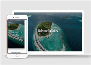 海景酒店椰树林主题套房展示HTML5网站模板