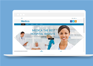 藍色全屏簡約醫院醫療機構網站模板