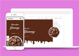 简洁褐色美味的巧克力响应式页面模板