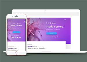 紫色漸變用戶體驗設計師簡歷網站模板