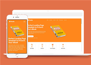 清爽橙色電子書在線服務商網站模板
