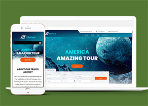 簡約精品HTML5美國之旅旅行社網站模板