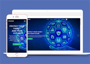 藍色炫酷保險公司官方網站HTML5模板