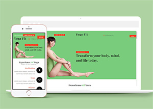 全屏大氣淺綠色瑜伽運動CSS3模板下載