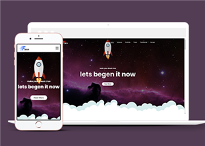 紫色酷炫星空互联网公司单页网站html模板