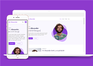 紫色響應式程序員個人主頁網站html模板