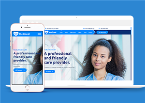 藍色響應式健康醫療服務機構網站靜態模板