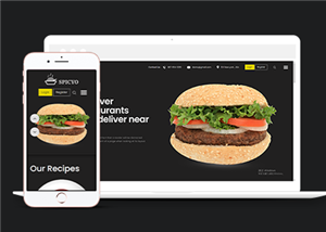黑色响应式美食汉堡西餐厅网站静态模板
