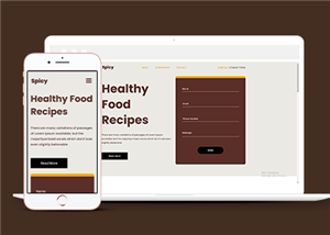 褐色响应式健康饮食美食餐厅单页html模板