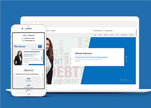 蓝色自适应金融银行服务机构首页网站html模板
