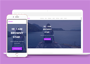紫色響應式UI設計師個人主頁靜態模板