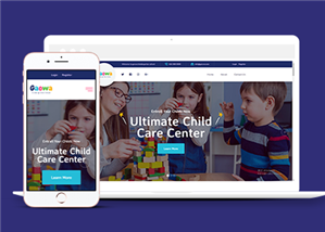 藍色響應式幼兒園教育機構網站靜態模板