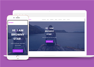紫色響應式開發設計師求職簡歷網站靜態模板