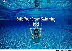 Pool蓝色UI水池服务响应公司首页网站模板