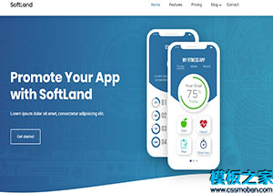 SoftLand蓝色UI数字白板手机注册程序网站模板