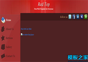 red top红色页眉双列布局网站模板