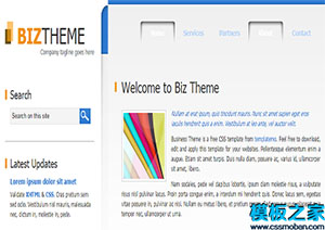蓝色白色清爽biz theme双列布局网站模板