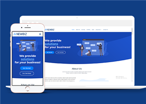 蓝色插画风格商务营销公司单页网站模板